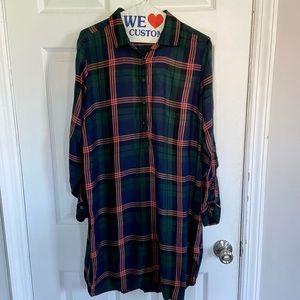 Old Navy Blue Green button down flannel dress, medium